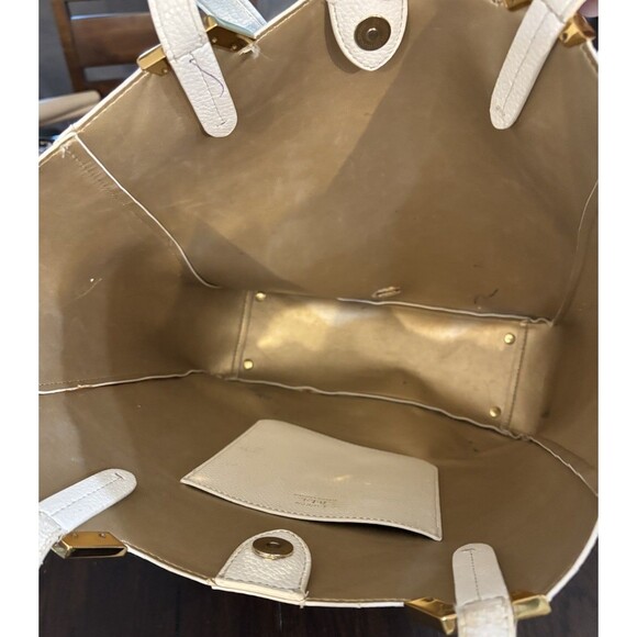 Lauren  Ralph Lauren White/ Crème Medium Tote Bag Purse Gold Accents 12”x12”x4” - Picture 14 of 16